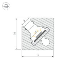 Профиль c экраном SL-KANT-H10-SQUARE-2000 CHAMPAGNE GOLD (Arlight, Алюминий+пластик) 055320