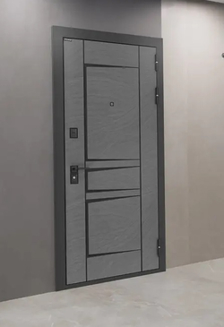 Входная металлическая дверь с зеркалом Бункер HIT B-04/ зеркало фацет ФЛЗ-618 Белый софт