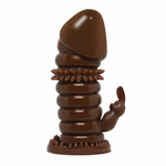 Коричневая стимулирующая насадка на пенис - 13 см. (Цвет: коричневый)