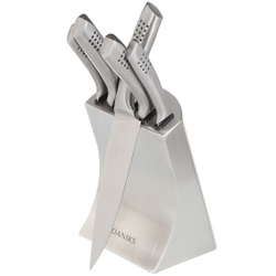 Набор ножей 6 пр, 19;20;19;12.5;9 см, нерж сталь, рук сталь, с подст, нерж сталь, Daniks, Ареццо, YW