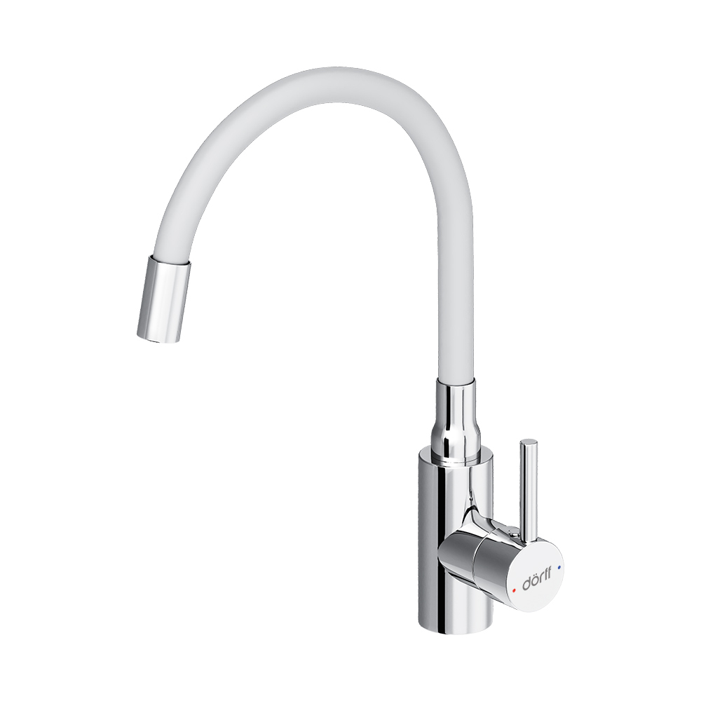 Смеситель для кухни с гибким изливом Dorff Logic D3007633 белая