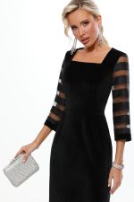 Платье бархатное черное с вырезом каре DStrend (Акция)