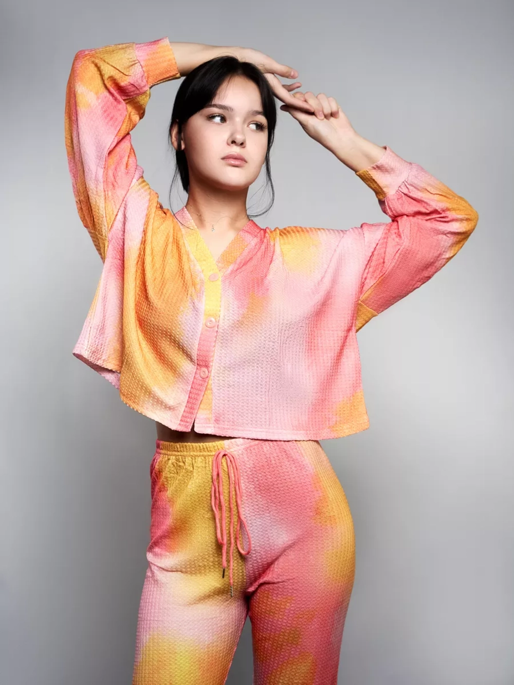 Пижама тай дай со штанами из репса