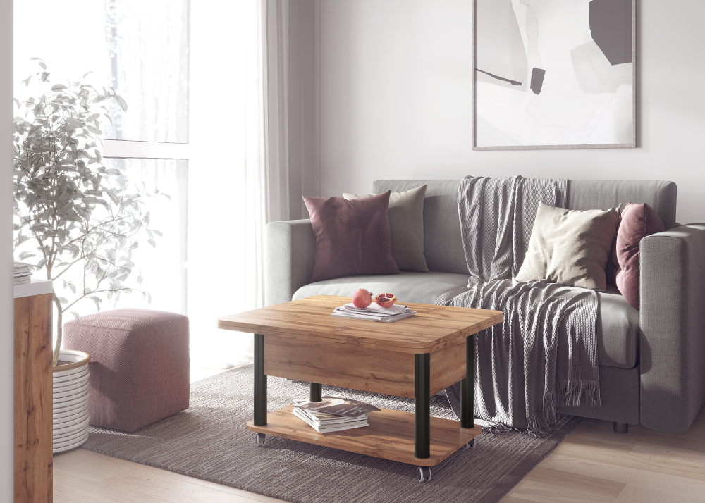 Стол-трансформер ГЗМИ Дебют 3, Дуб вотан/Ножки чёрные