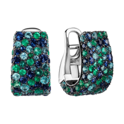 Серьги с Изумрудами, Сапфирами и Турмалинами Параиба, E0256-0/43