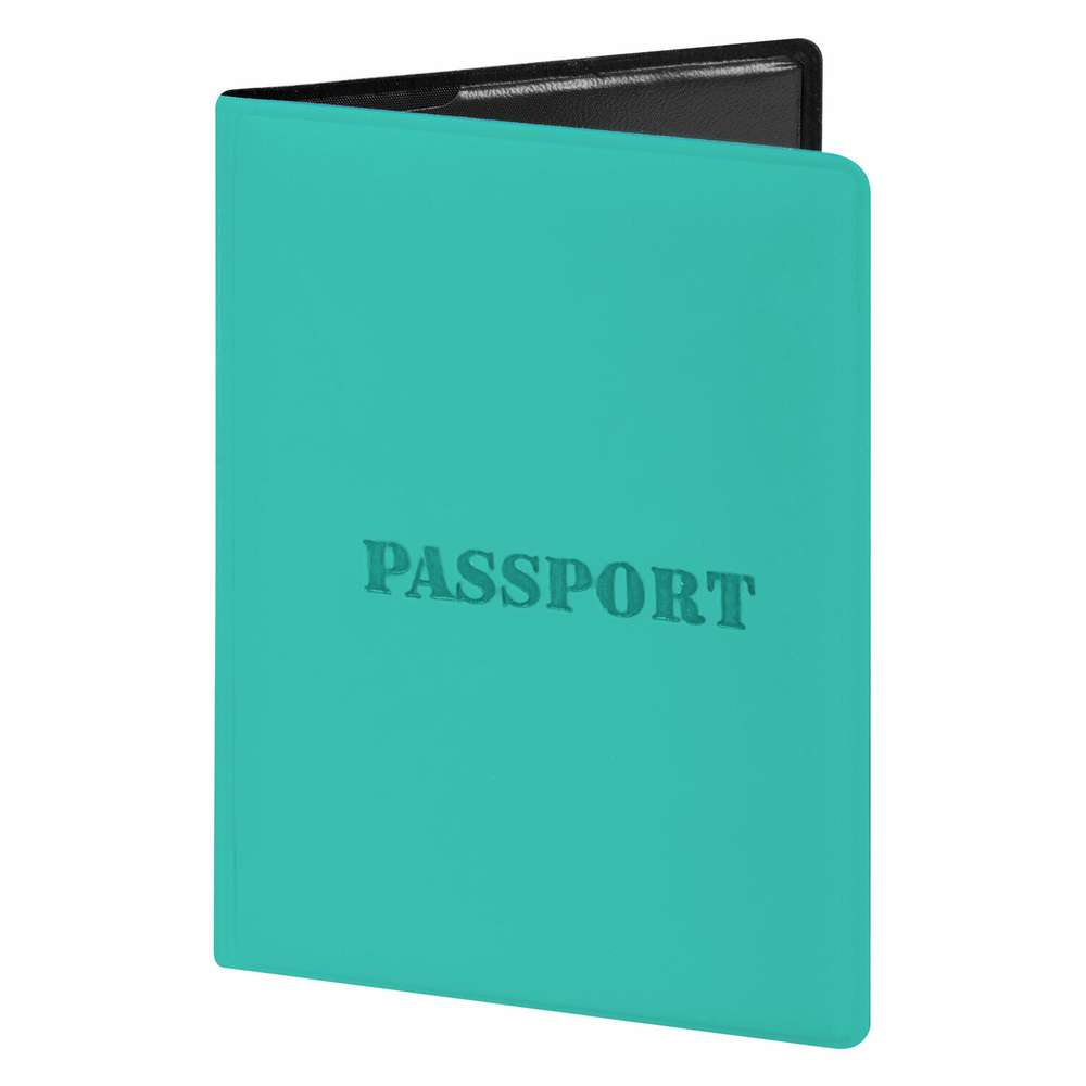 Обложка для паспорта мягкий полиуретан "PASSPORT" цвет "тиффани" STAFF (5 штук в упаковке)