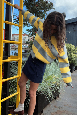 ZARA ВЯЗАНЫЙ СВИТЕР ПОЛО В ПОЛОСКУ, ПОЛОСКИ