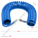ЗУБР 15 м, 8 х 12 мм, 15 бар, воздушный спиральный шланг с фитингами рапид, Профессионал (6472-15)
