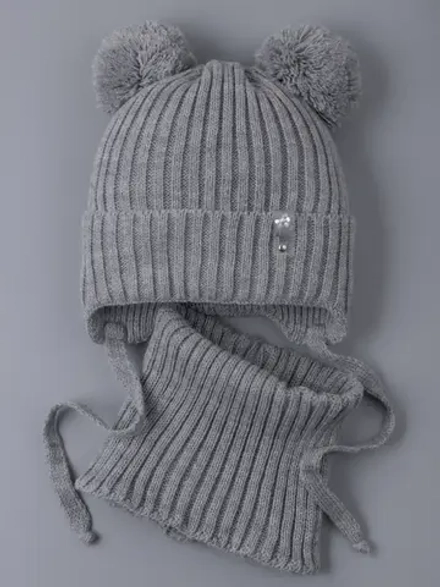 Шапка со снудом для девочки демисезонная