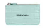 Balenciaga Cash Bright Crocodile Pattern Embossed Cow Leather Coin Purse, Card Holder Large Women"s Green