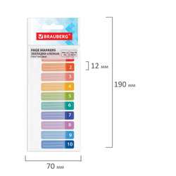 Закладки клейкие BRAUBERG, 44х12 мм, 100 штук (10 цветов х 10 листов), на пластиковой линейке 15 см, 112428