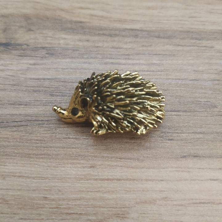 Брошь Еж металл золотистый черненый