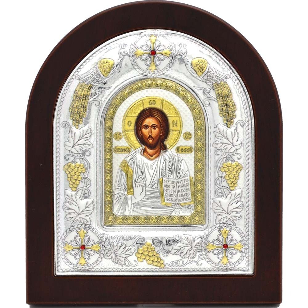 Иисус Христос - Спас Вседержитель. Икона Иисуса Христа в серебряном окладе.