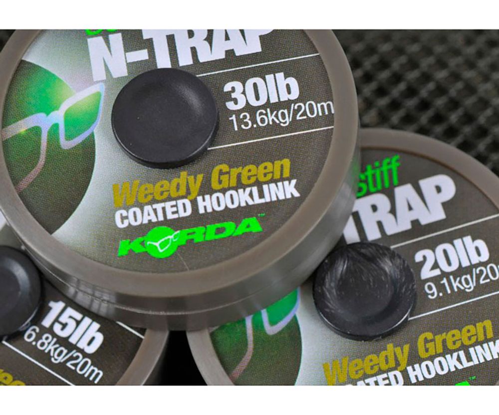 KORDA Поводковый материал N-Trap Semi-stiff 15lb Weedy Green