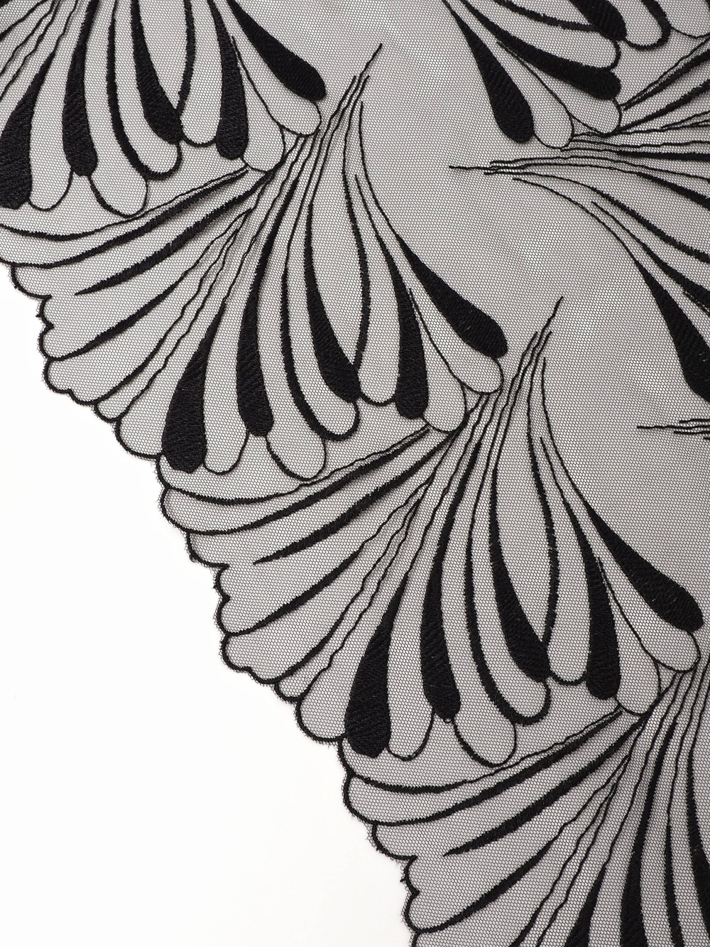 Вышивка на сетке черная неэластичная ширина 30 см