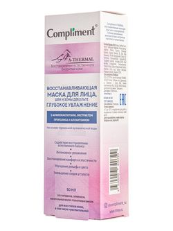 Compliment A-THERMAL восстанавливающая маска для лица, шеи и зоны декольте Глубокое увлажнение с аминокислотами, экстрактом прополиса и аллантоином