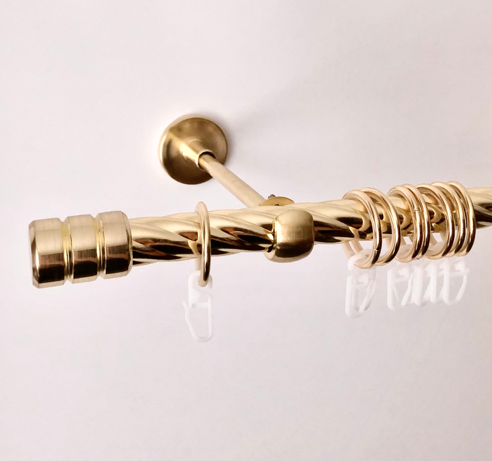 Карниз кованый витой для штор "Ост Цилиндр-II" d20 мм однорядный, цвет латунь