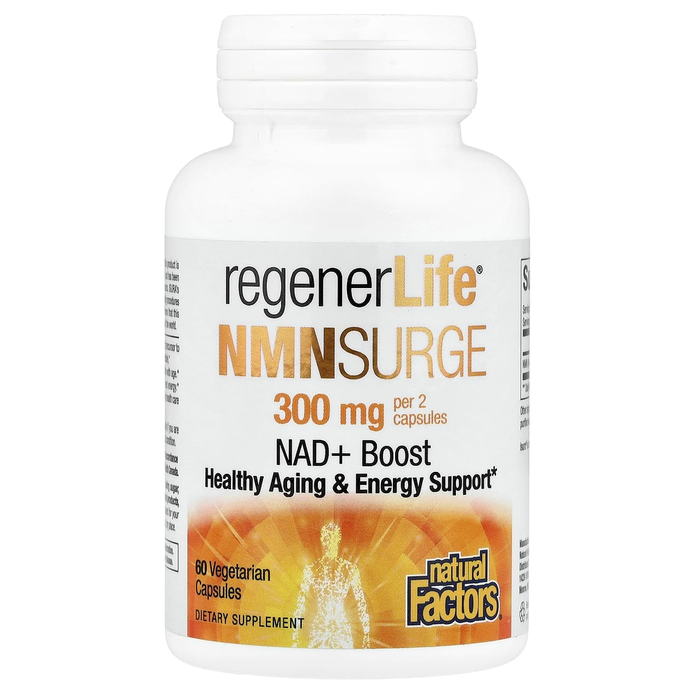 Natural Factors, RegenerLife®, NMN Surge, 60 вегетарианских капсул (150 мг на капсулу)