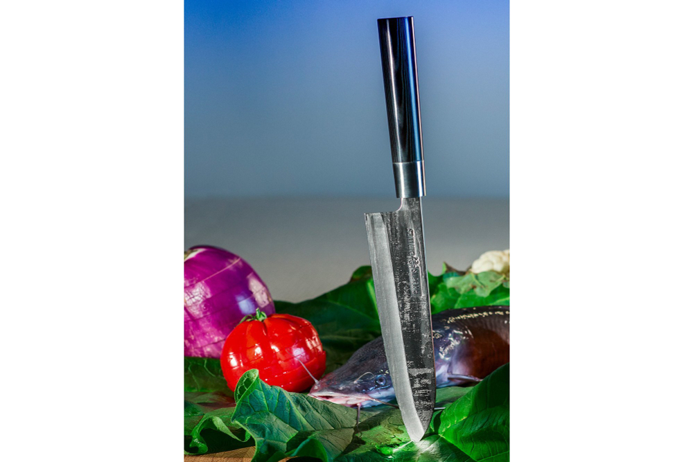 Нож кухонный Сантоку, гвоздичное масло и салфетка 18.2см Samura Super 5