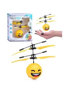 Летающий шар смайл на аккумуляторе, свет. в ассорт.