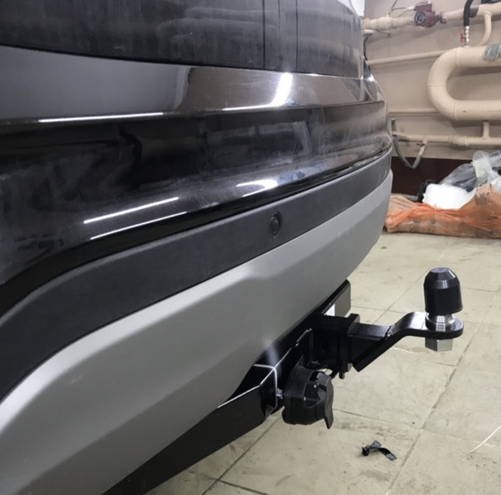 Фаркоп Бизон на Hyundai Santa Fe FA 0724-E (с 2012 по 2018 г.в.с одной выхлопной трубой) (паспорт и сертификат в комплекте)(без электрики)