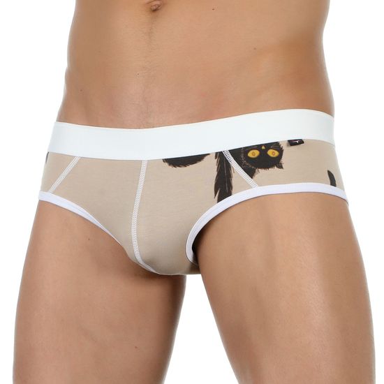 Трусы мужские брифы бежевые с белой резинкой Van Baam 39221