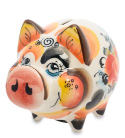 ГЛ- 451 Копилка «Свинья» цв. (Гжельский фарфор