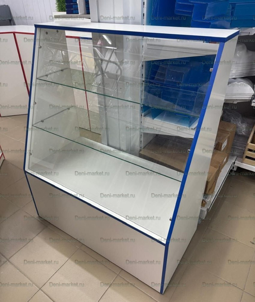 Прилавок стеклянный синий