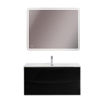 Тумба с раковиной подвесная BelBagno MARINO-CER-MINI-1000-2C-SO-NL-P Nero Lucido, раковина белая BB-8099-3-100