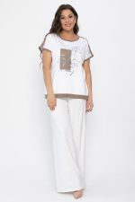 Блуза Чарли (бело-коричневая) Б13801-20М LT Collection