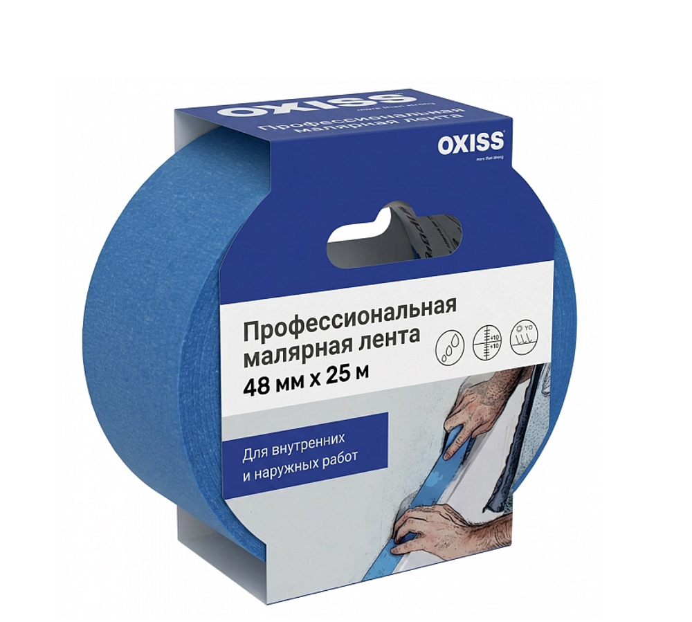 Малярная клейкая лента OXISS Premium -  48мм x 25мм (Фасадная)