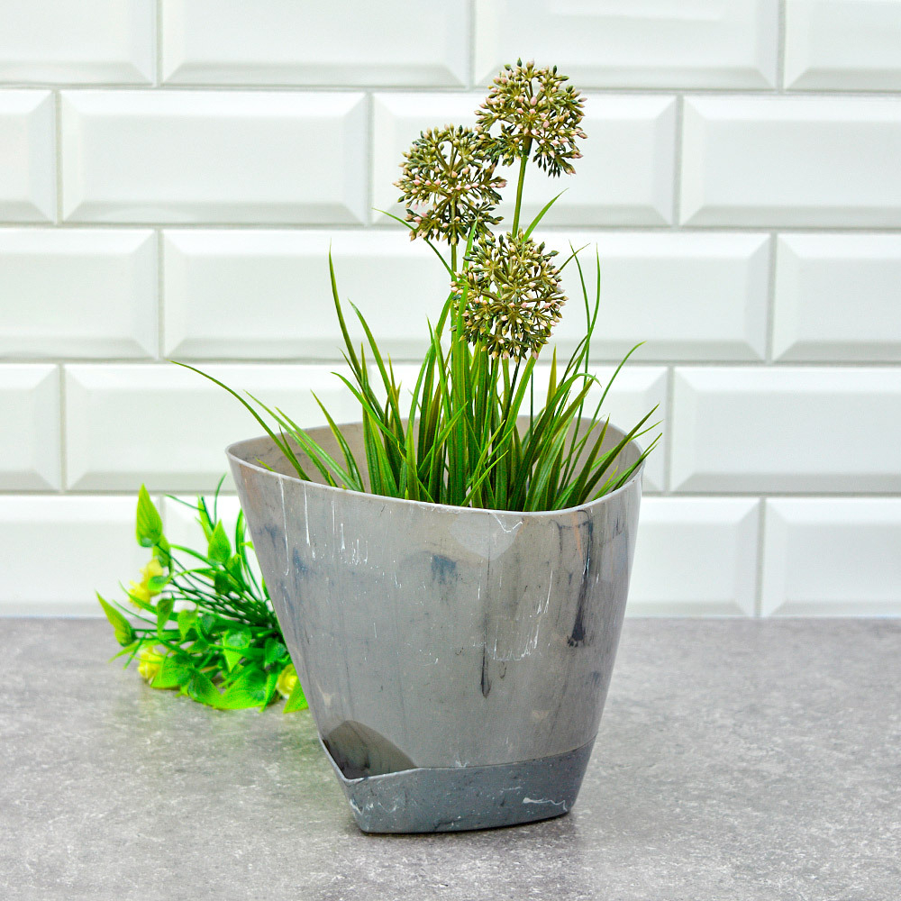 Горшок цветочный 3л Элеганс Минерал, серый мрамор