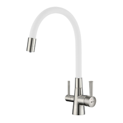 Смеситель для кухни Lemark Comfort LM3075BN-White с гибким излив, подключ. К фильтру с питьевой водой