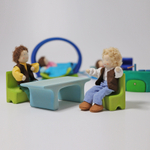 Деревянный мобильный кукольный домик "Сине- зеленый", 14 деталей