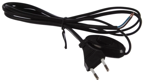 Шнур сетевой с вилкой и выключателем для бра ШВВП 2х0,75 1.7м 6А