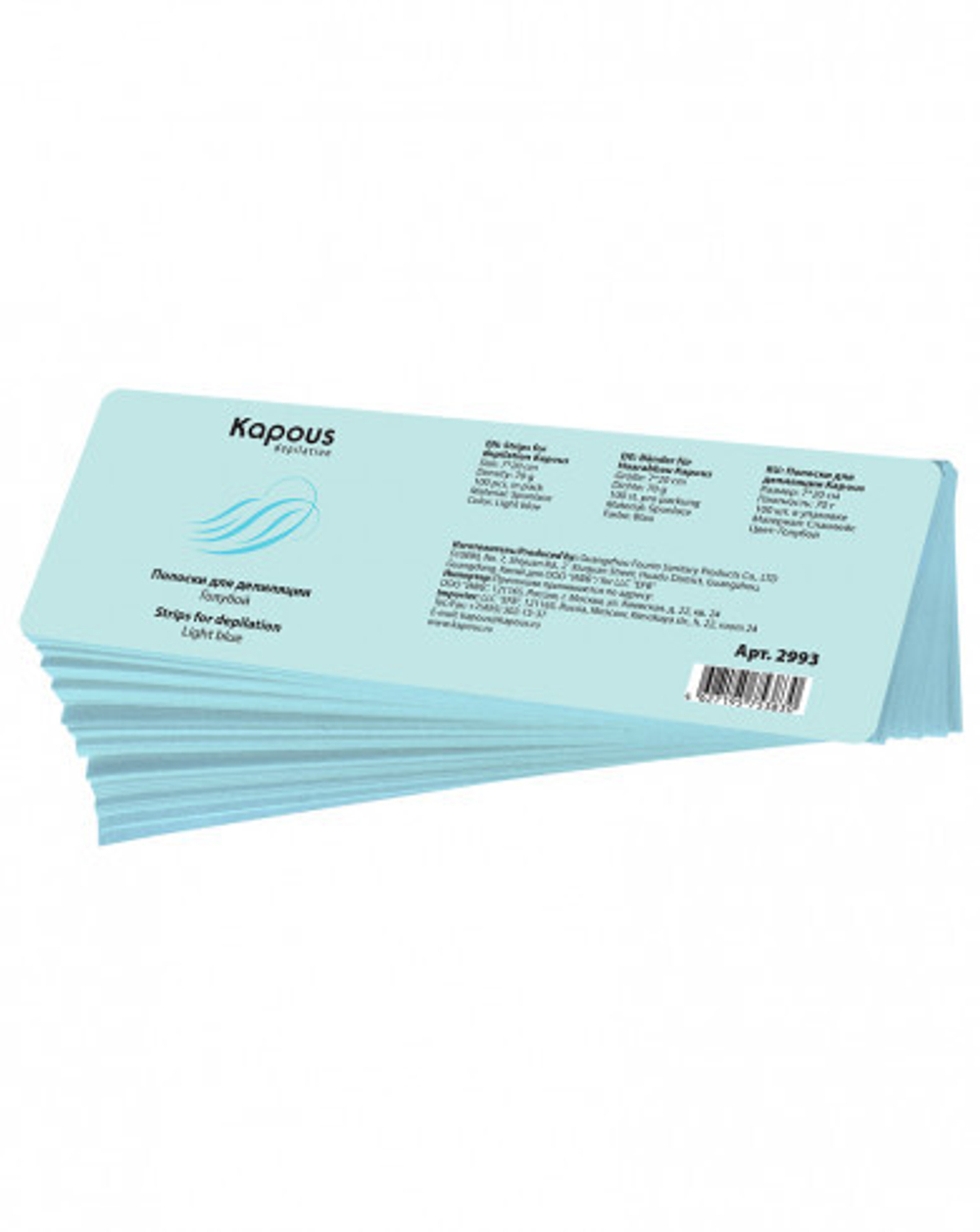 2 Kapous Professional Depilation Полоски для депиляции , голубой, 7*20 см, 100 шт./уп. ,