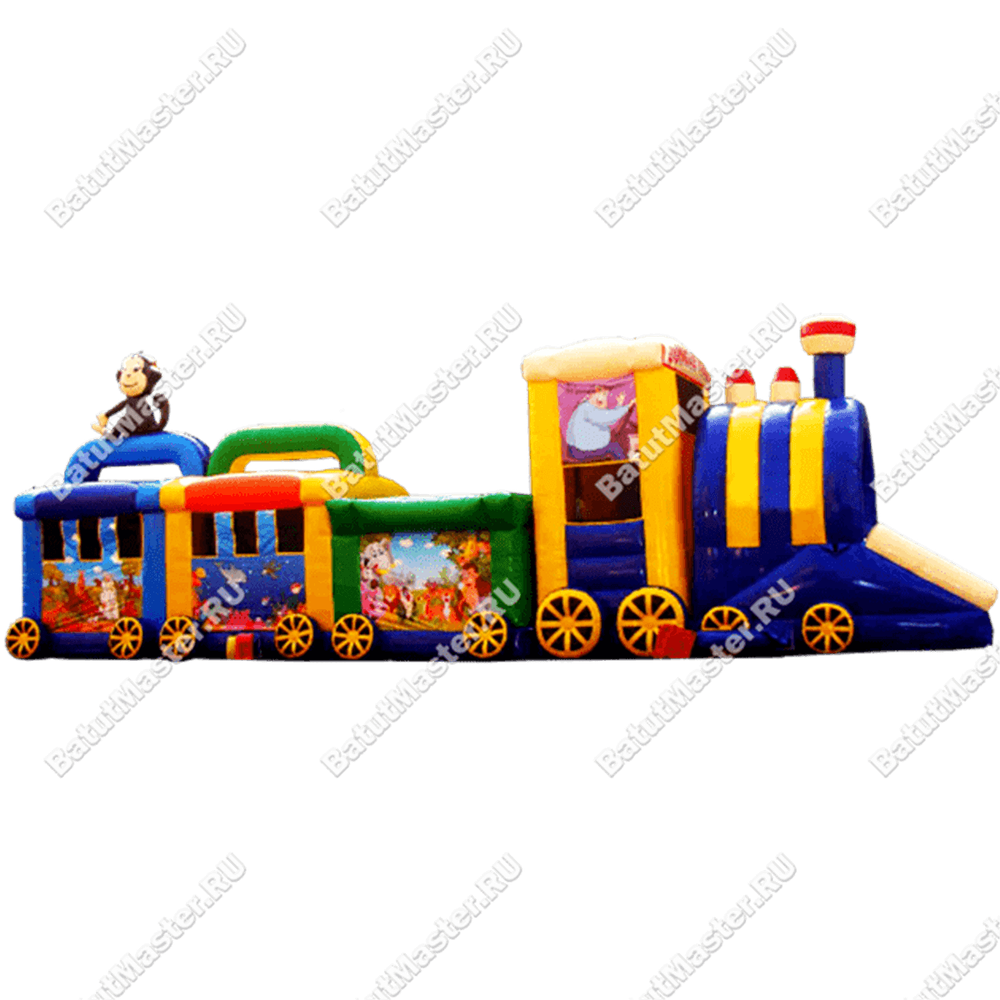 Надувная спортивная полоса препятствий "Веселый паровоз"