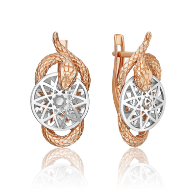 Серьги «Секрет уверенности» с английским замком из комбинированного золота