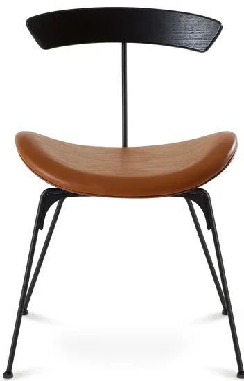 Cтул Candy металлический, дерево и коричневая экокожа