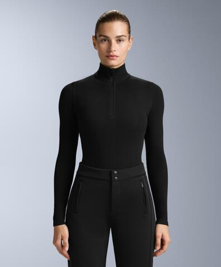 Oysho Термофутболка с застёжкой-молнией на половину длины, черный