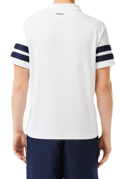 Мужское теннисное поло Lacoste Ultra-Dry Colourblock Tennis Polo Shirt - white/navy blue
