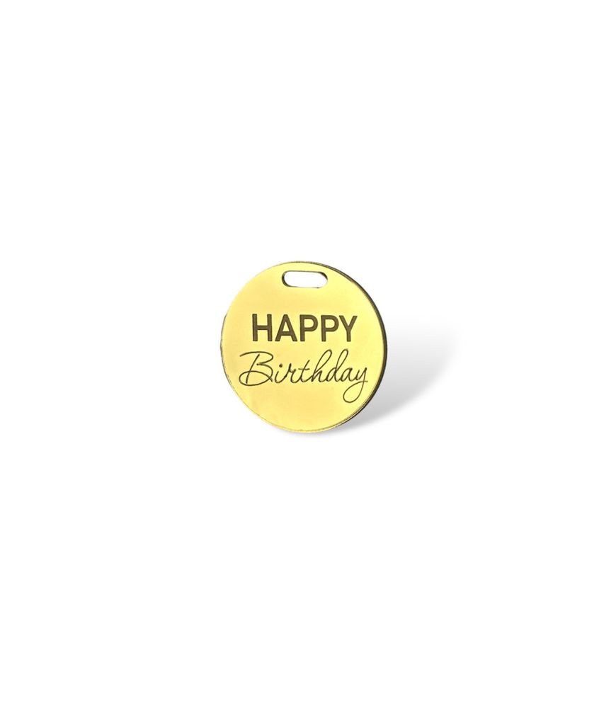 Бирочки &quot;HAPPY Birthday&quot;, 5шт, акрил золото, 4 см