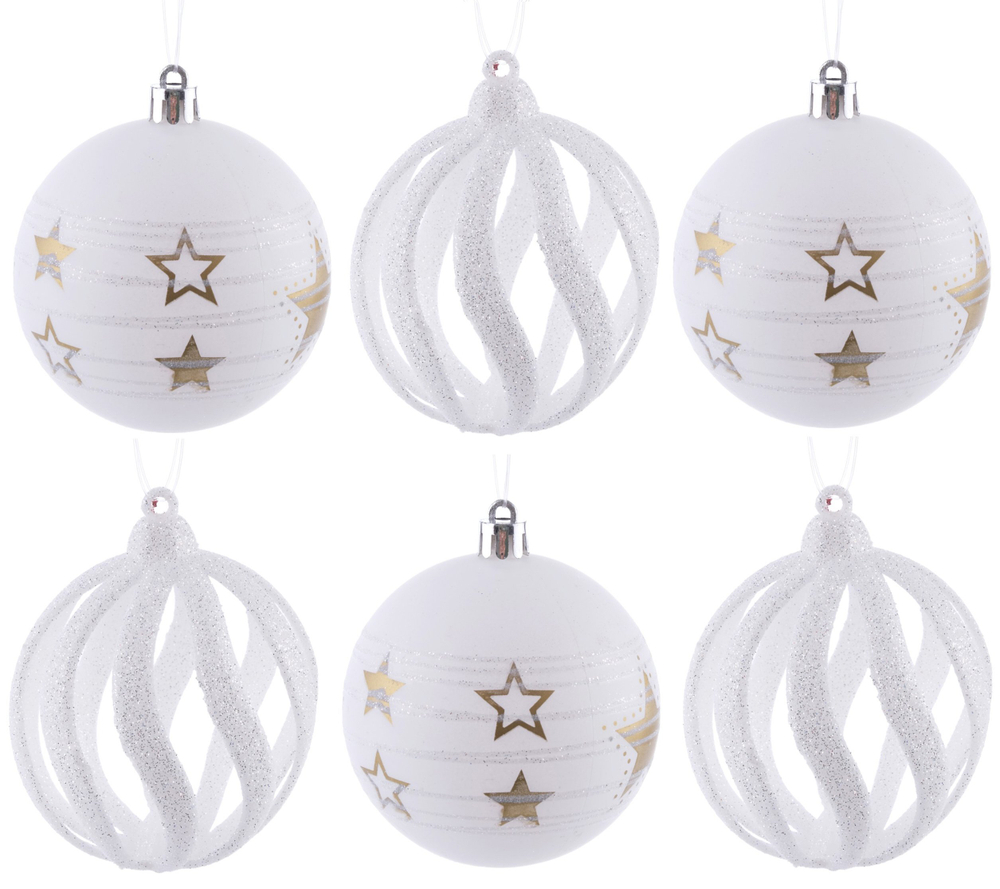 Набор шаров 6шт 8см белый, SYQB1-0123191