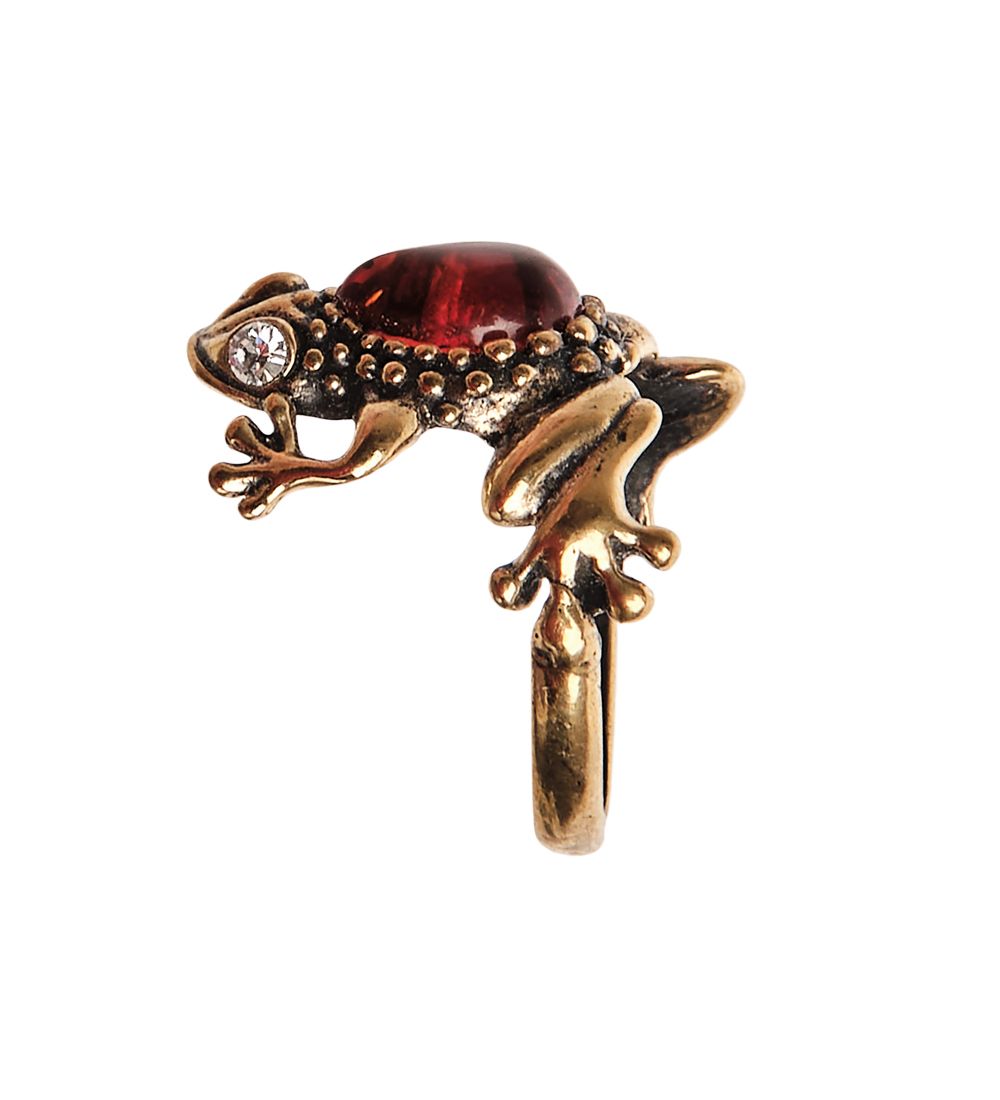 AM-2674 Кольцо «Лягушка» (латунь, янтарь)