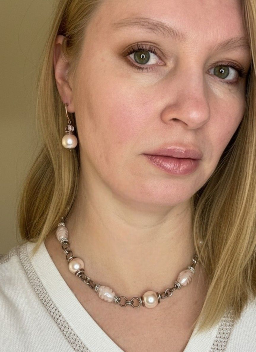 Комплект колье и серьги муранское стекло