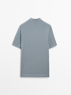 Massimo Dutti Футболка-поло с короткими рукавами, голубой