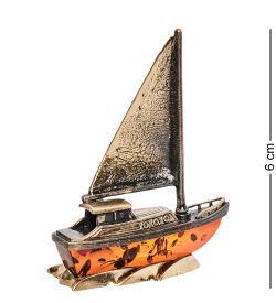 Народные промыслы AM-1807 Фигурка «Яхта» (латунь, янтарь)