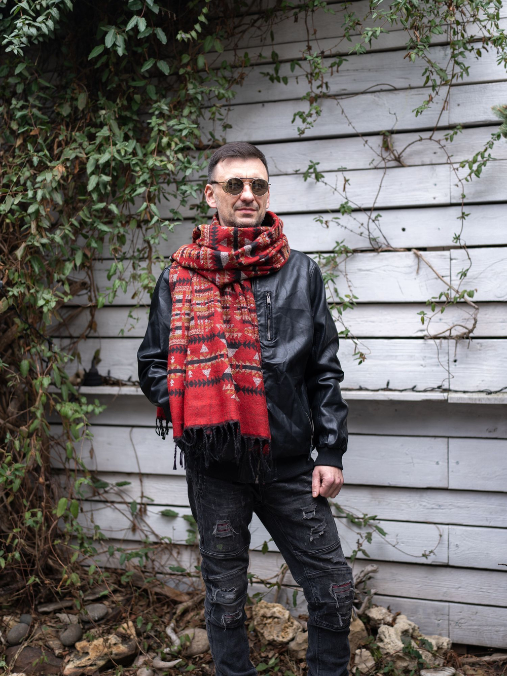 Шарф теплый с индейским орнаментом