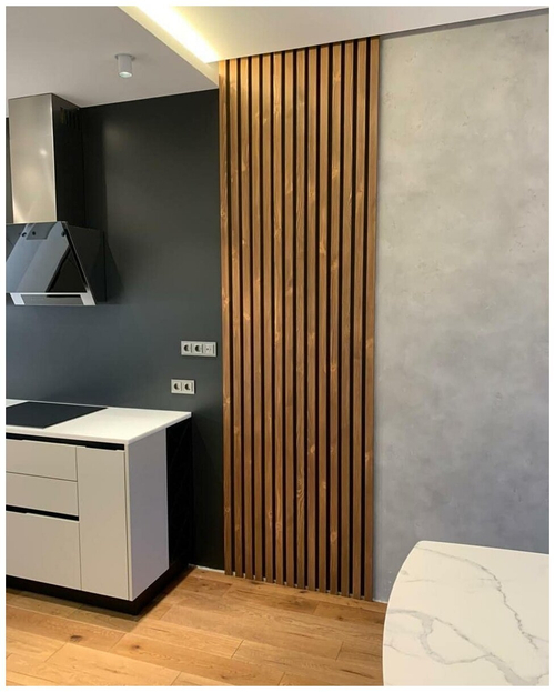 Декор из реек в кухне из Сосны 40х20мм