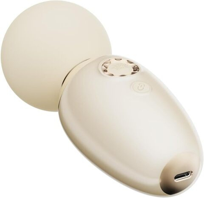 Бежевый мини-вибратор с функцией нагрева Ava (Цвет: молочный)